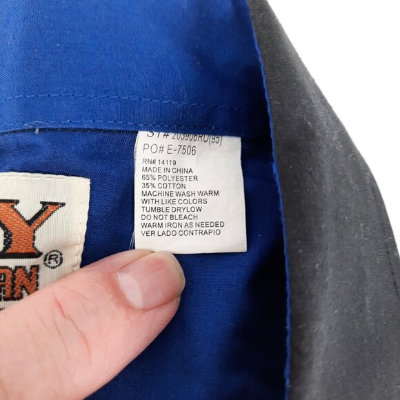 Ely Cattleman Rodeo Western Blue Shirt Men's Size M Roping Cowboy Black Snap - Picture 7 of 7